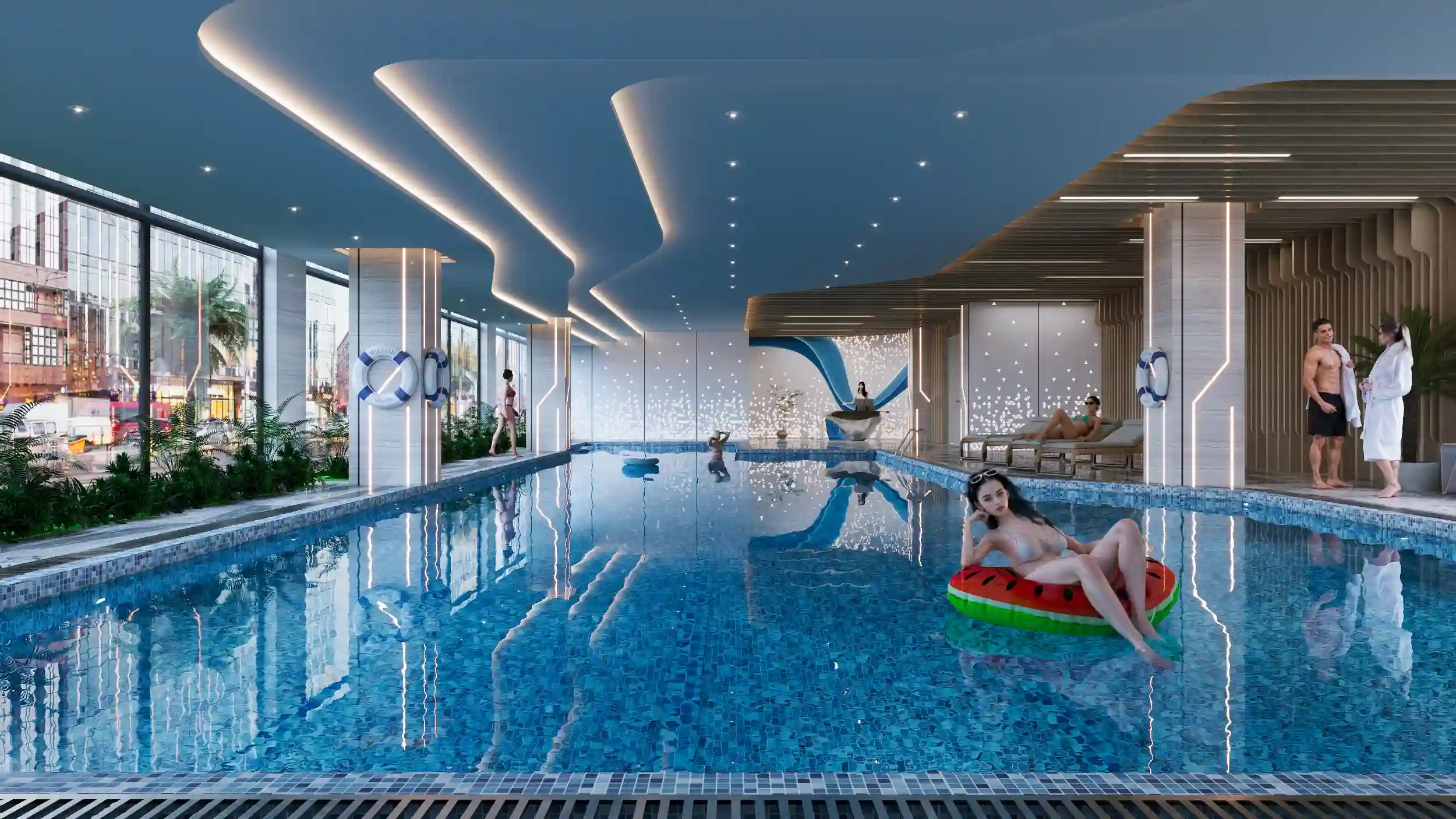 bể bơi 4 mùa tái tạo năng lượng tại Dream Garden City