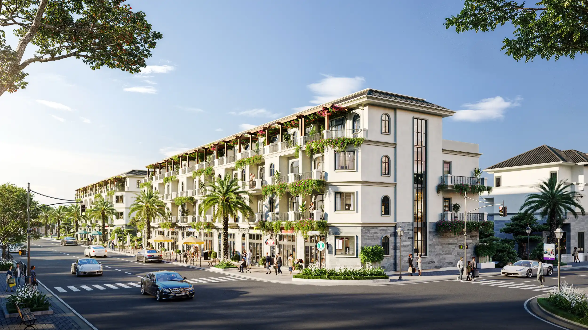 Mặt tiền nhà phố vườn Dream Garden City rộng 6–8m