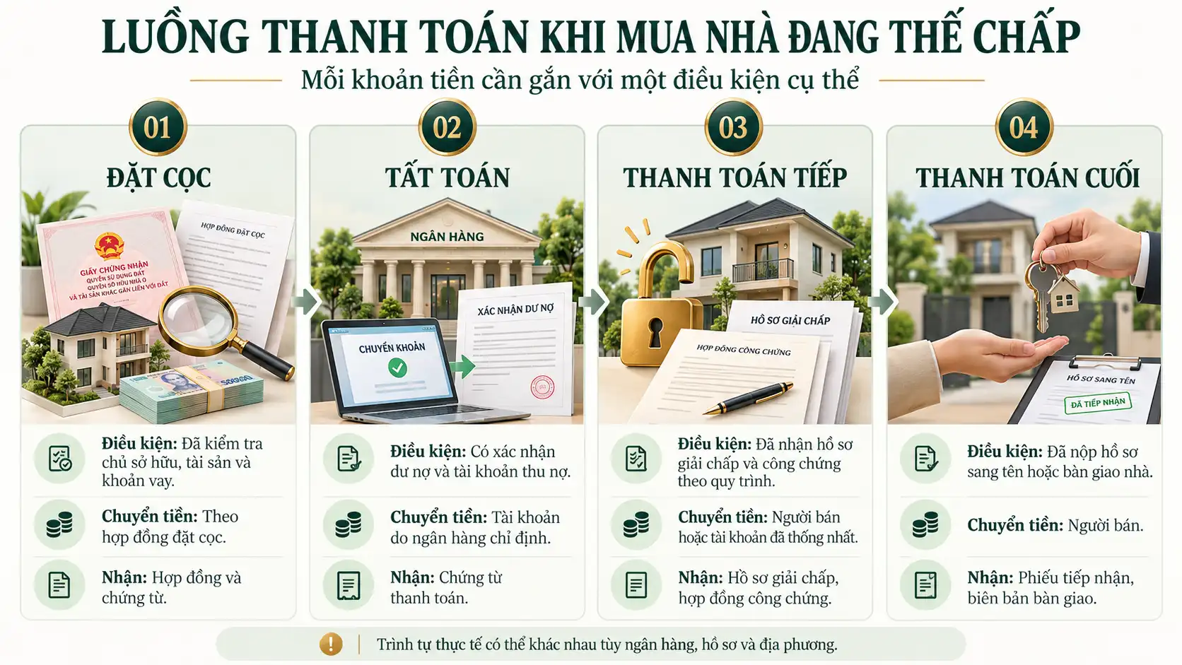 Luồng thanh toán khi mua nhà ngân hàng giữ sổ